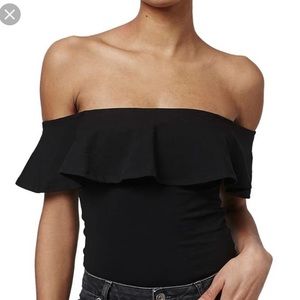 Topshop ruffle off the shoulder bodysuit
